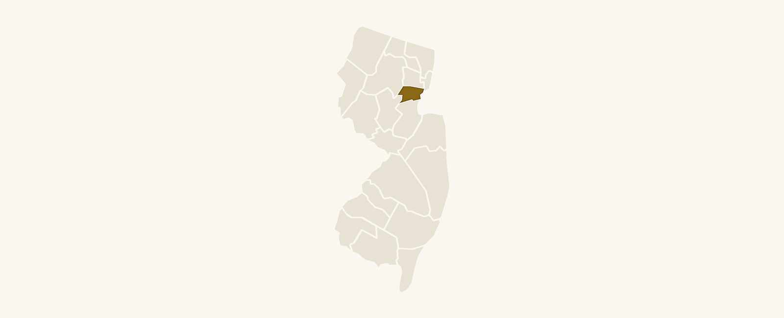 Map of New Jersey with Union County highlighted