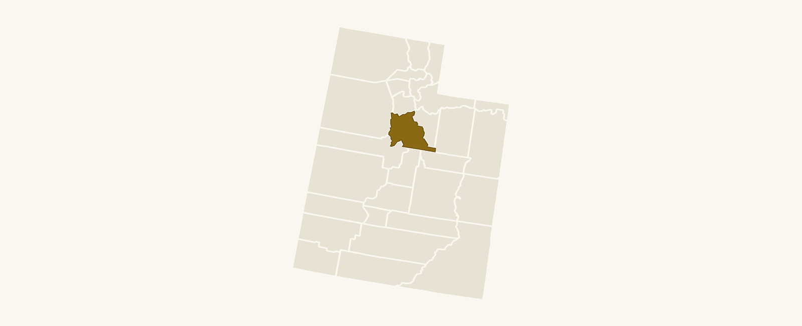 Map of Utah with Utah County highlighted