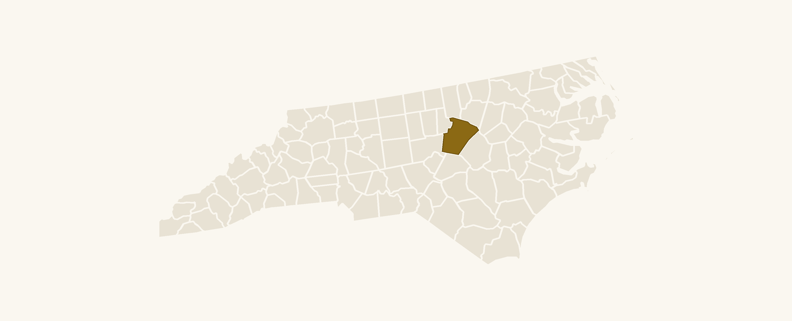 Map of North Carolina with Wake County highlighted