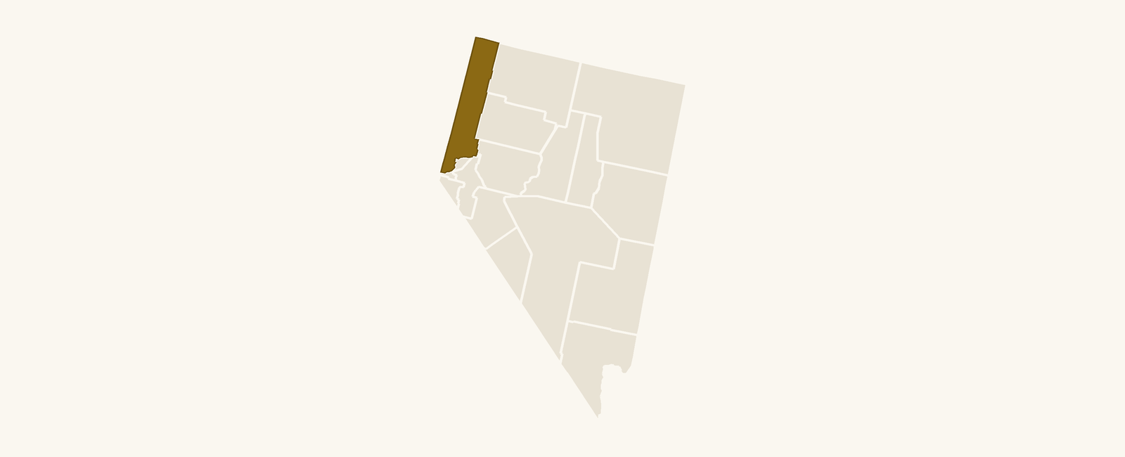 Map of Nevada with Washoe County highlighted