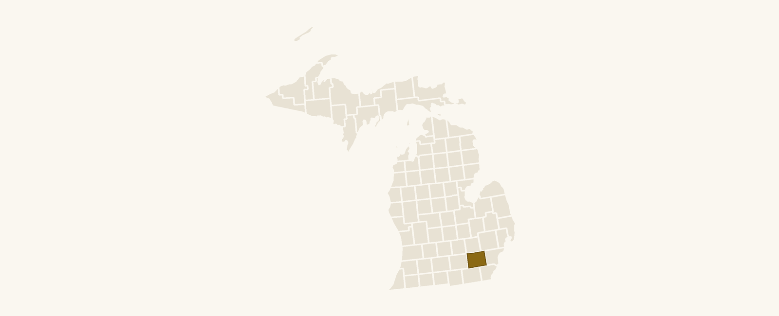 Map of Michigan with Washtenaw County highlighted