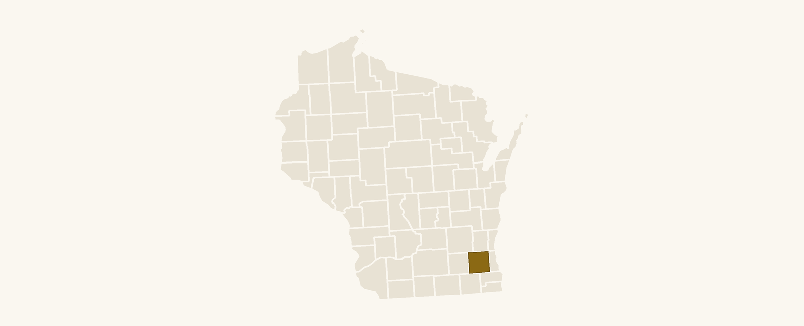 Map of Wisconsin with Waukesha County highlighted