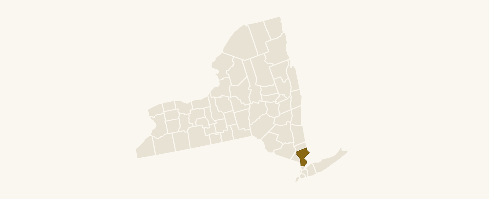 Map of New York with Westchester County highlighted