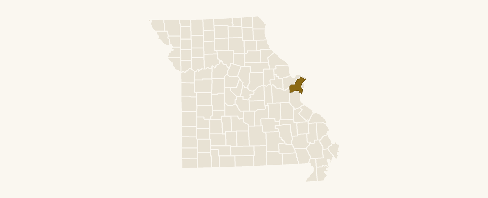 Map of Missouri with St. Louis County highlighted